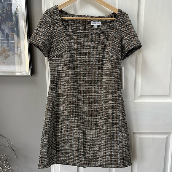 Calvin Klein Dresses & Skirts - Calvin Klein brown and black tweed dress size 8 new